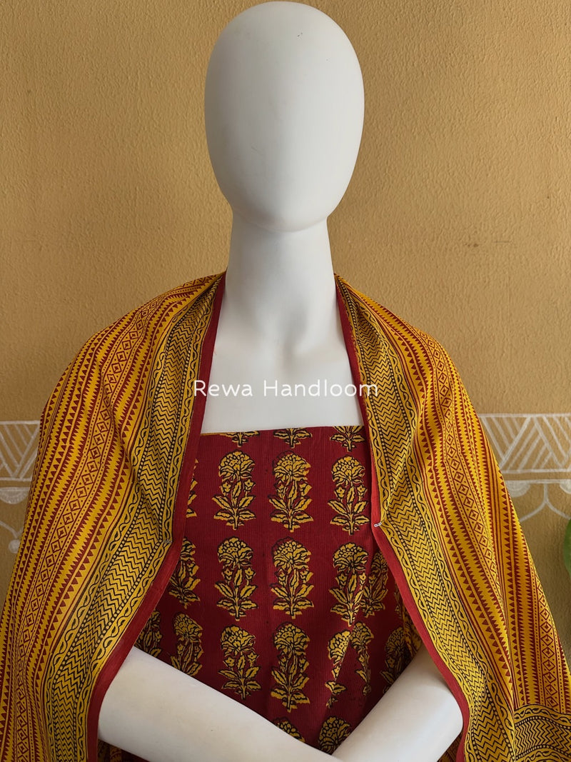 Maroon Bagh Print Cotton Suit BCSP081