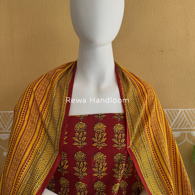 Maroon Bagh Print Cotton Suit BCSP081