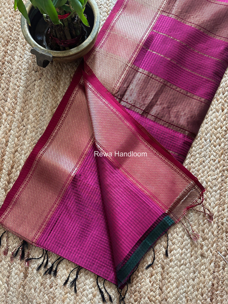 Exclusive Maheshwari 75% Silk Magenta Saree SS038