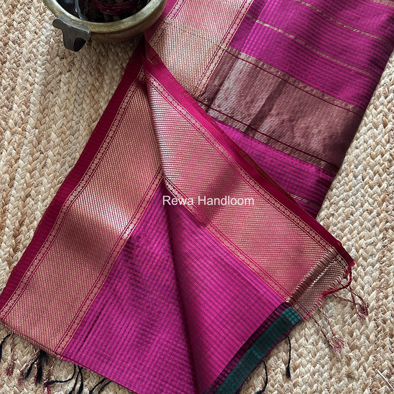 Exclusive Maheshwari 75% Silk Magenta Saree SS038