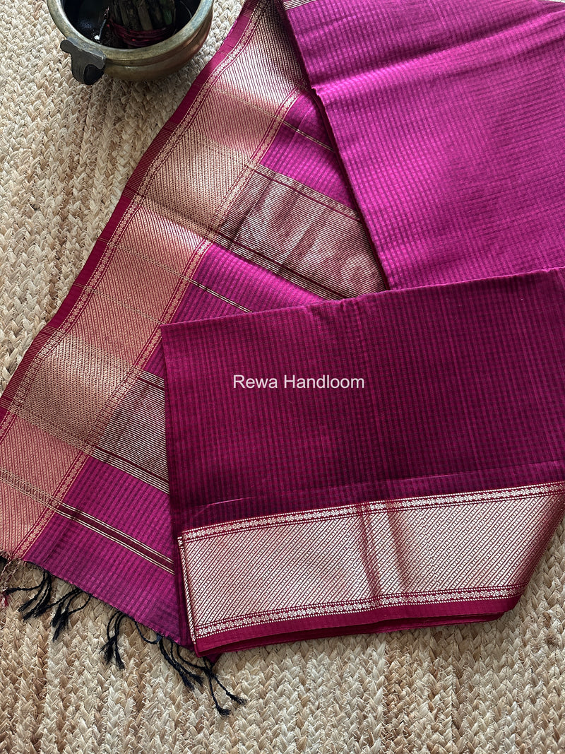 Exclusive Maheshwari 75% Silk Magenta Saree SS038