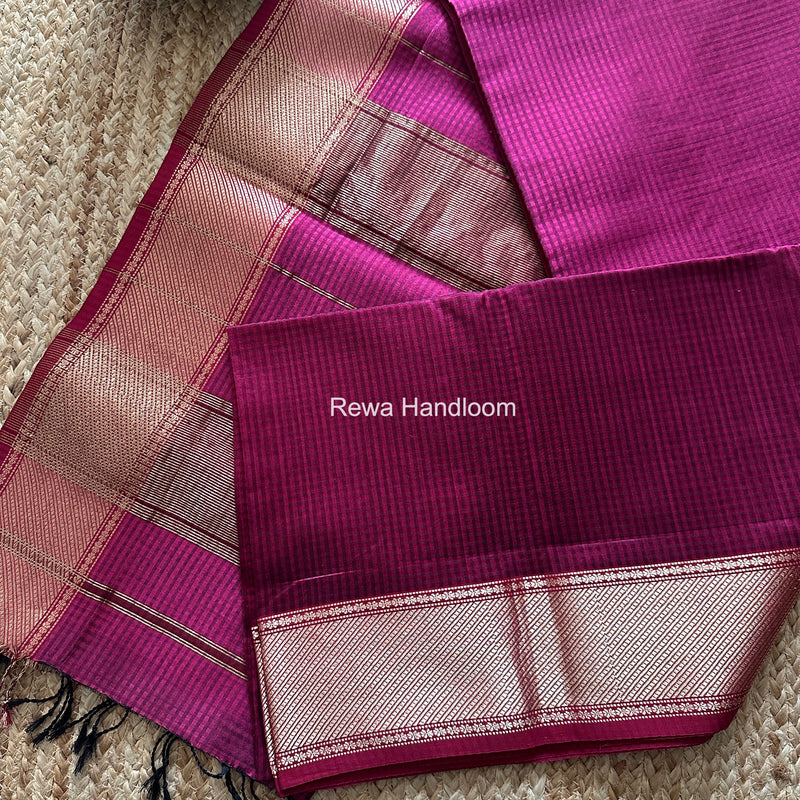 Exclusive Maheshwari 75% Silk Magenta Saree SS038