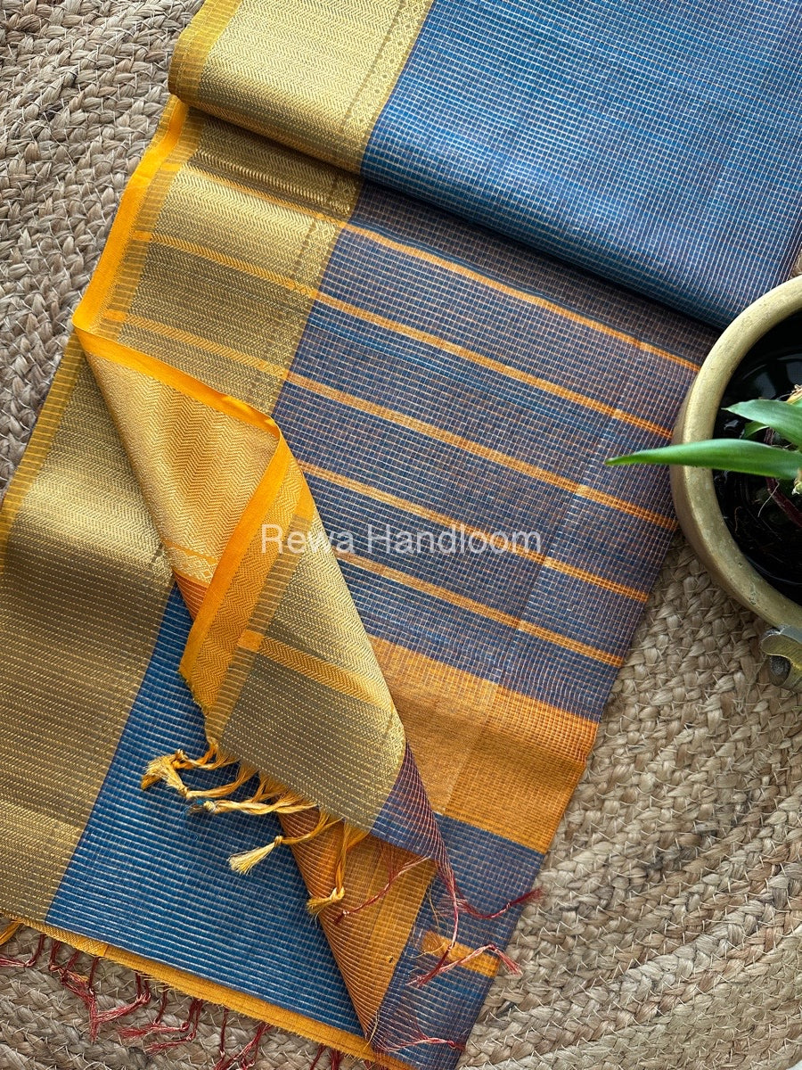 Exclusive Maheswari Teal Blue Tissue Silk Saree ZTS068