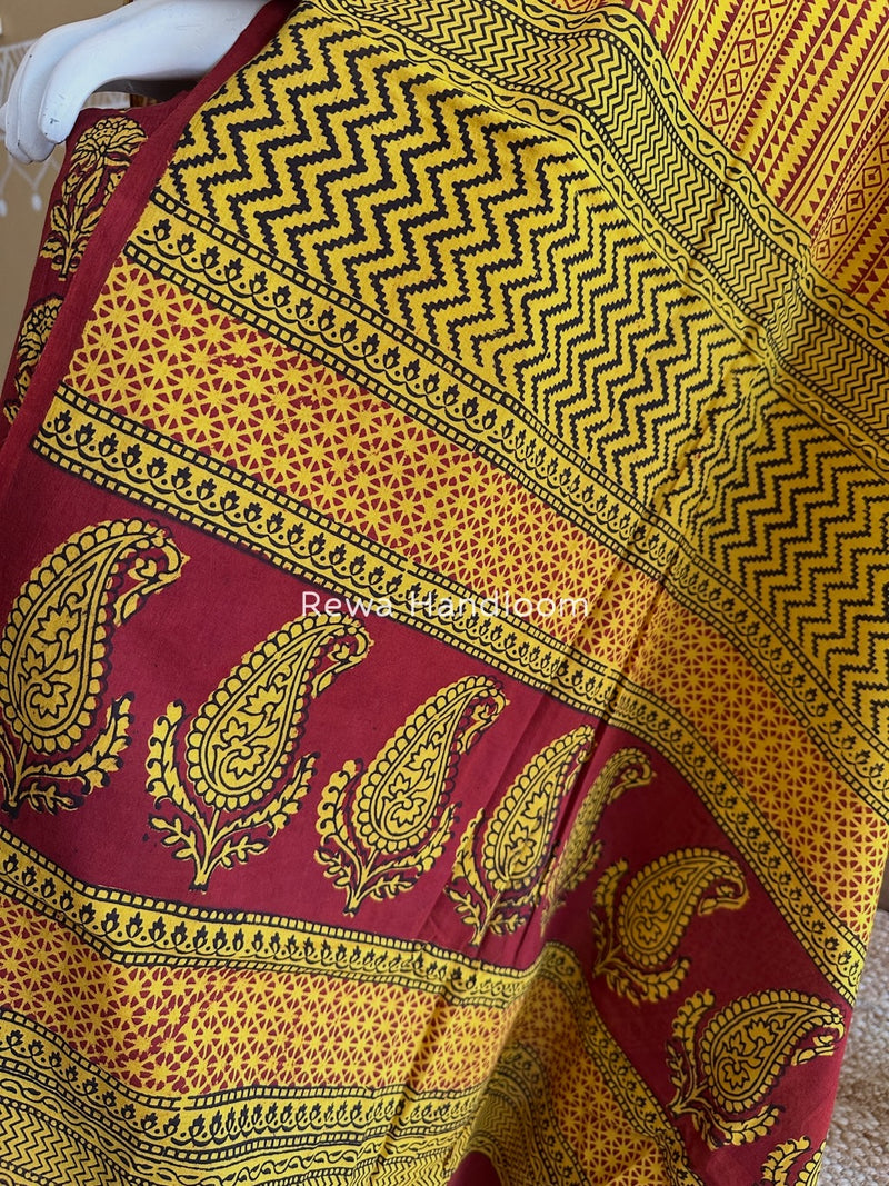 Maroon Bagh Print Cotton Suit BCSP081