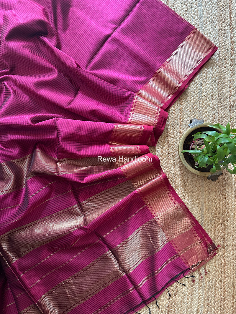 Exclusive Maheshwari 75% Silk Magenta Saree SS038