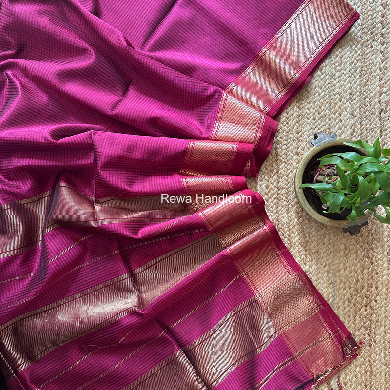 Exclusive Maheshwari 75% Silk Magenta Saree SS038