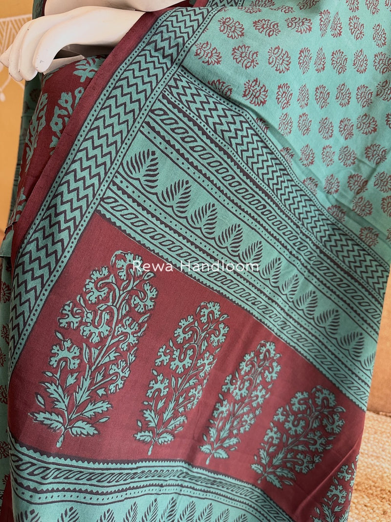 Maroon-Green Bagh Print Cotton Suit BGCSJ0192