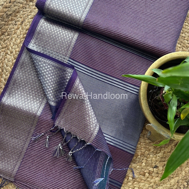 Exclusive Maheswari  Purple Silver Tissue Saree SC01 