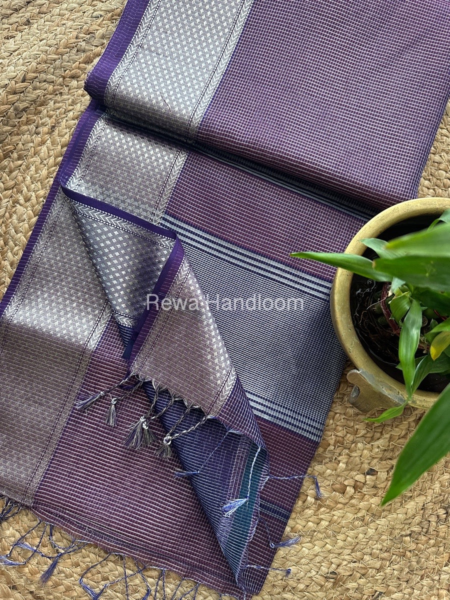 Exclusive Maheswari  Purple Silver Tissue Saree SC01 