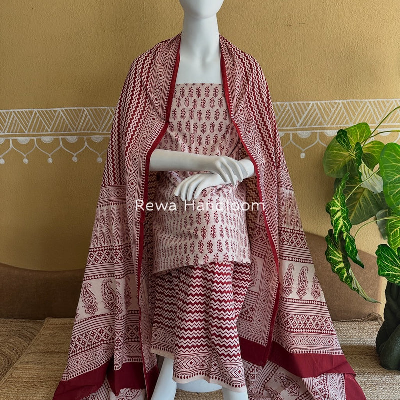 Bagh Print Cotton Suit 