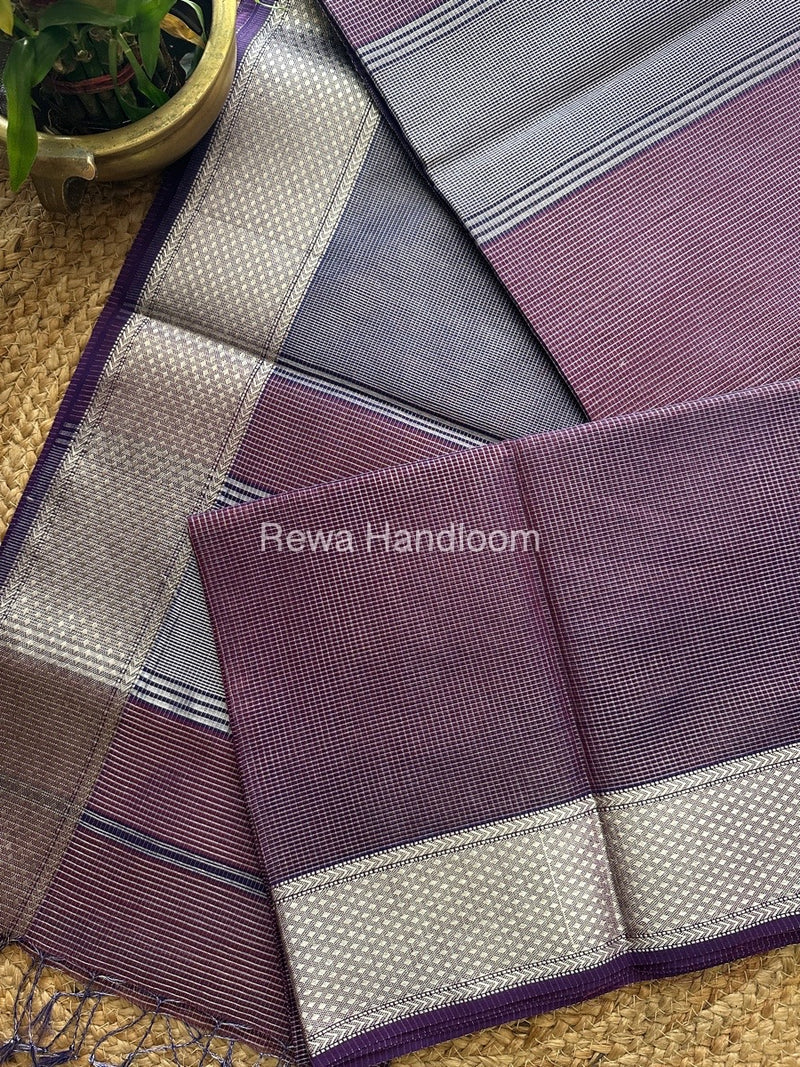 Exclusive Maheswari  Purple Silver Tissue Saree SC01 