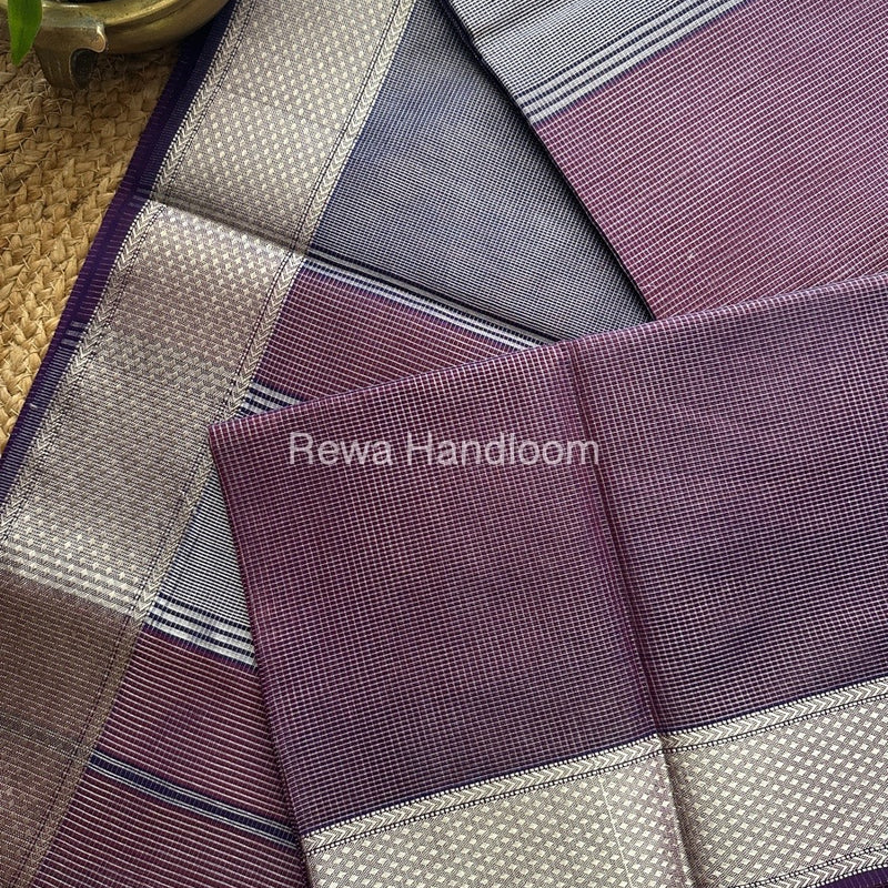 Exclusive Maheswari  Purple Silver Tissue Saree SC01 