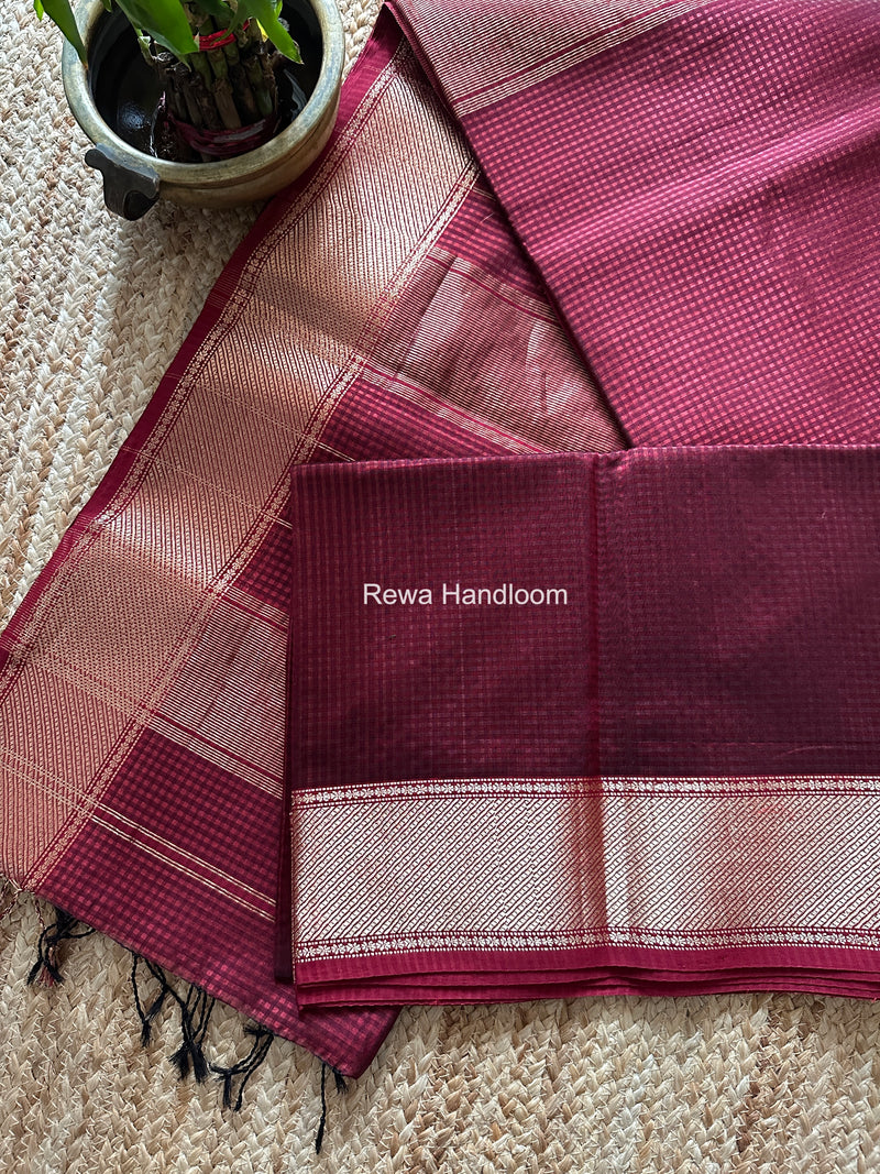 Exclusive Maheshwari 75% Silk Maroon Saree SS037