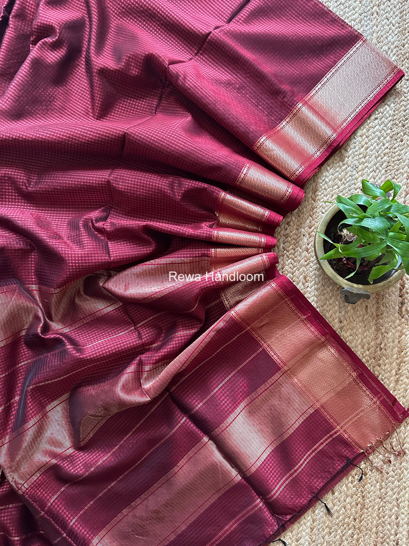 Exclusive Maheshwari 75% Silk Maroon Saree SS037