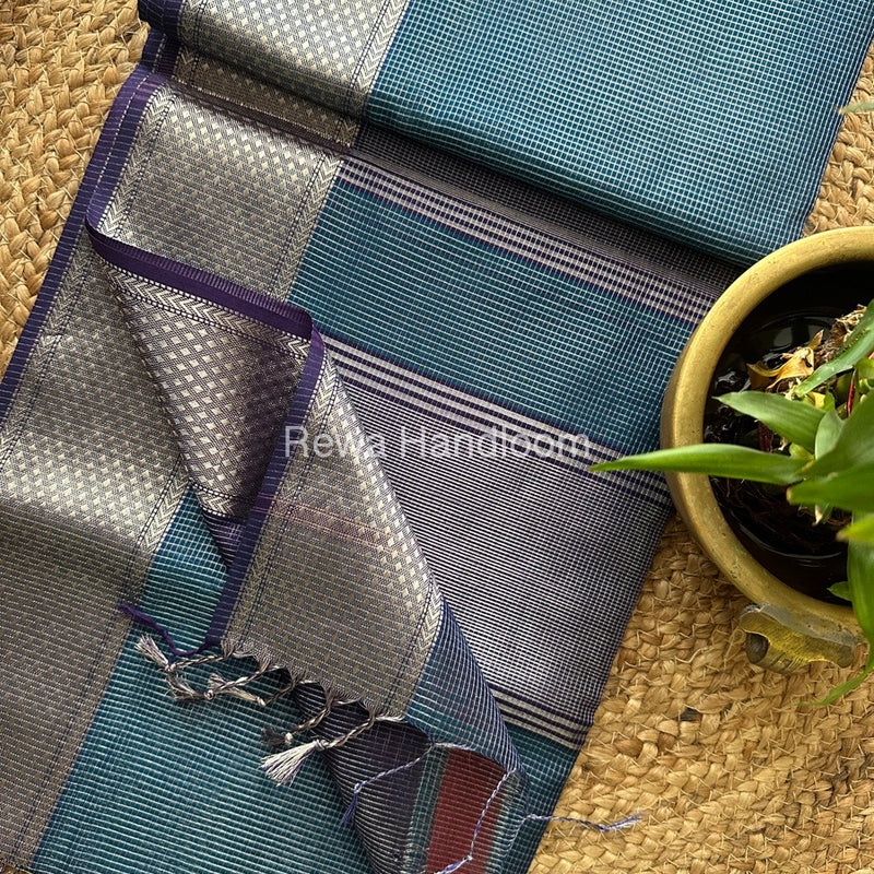 Exclusive Maheswari Morpankhi Silver Tissue Saree SC03