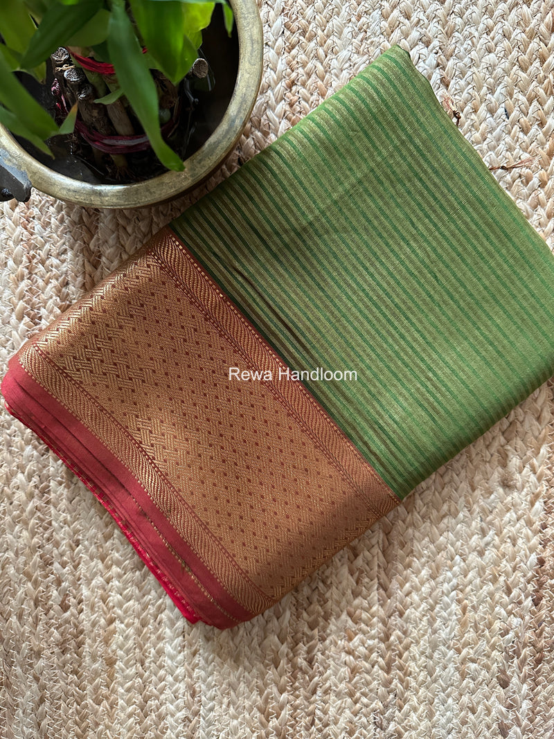 Exclusive Maheshwari Mehendi Green Tissue Silk Saree ZTS0172