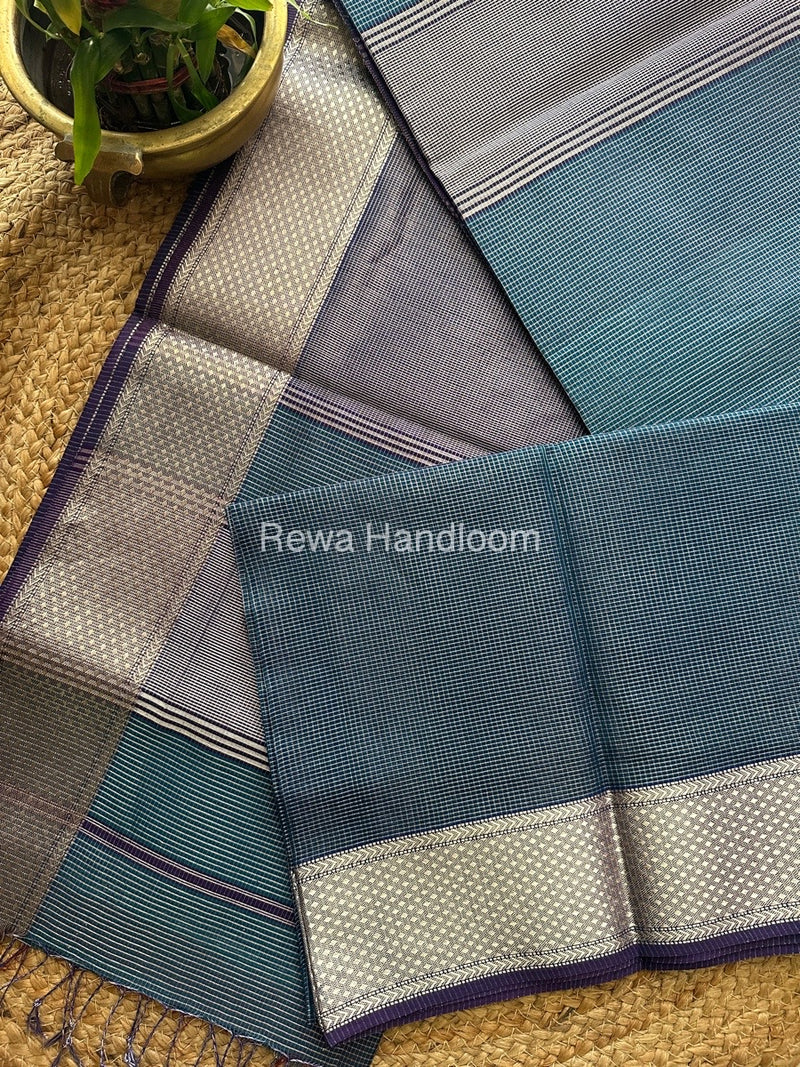Exclusive Maheswari Morpankhi Silver Tissue Saree SC03