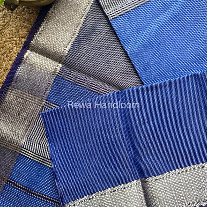 Exclusive Maheswari Navy Blue Silver Tissue Saree SC04