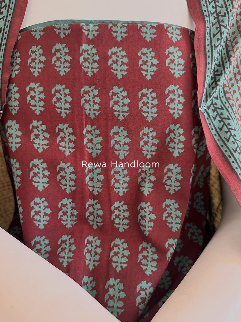 Maroon-Green Bagh Print Cotton Suit BGCSJ0166