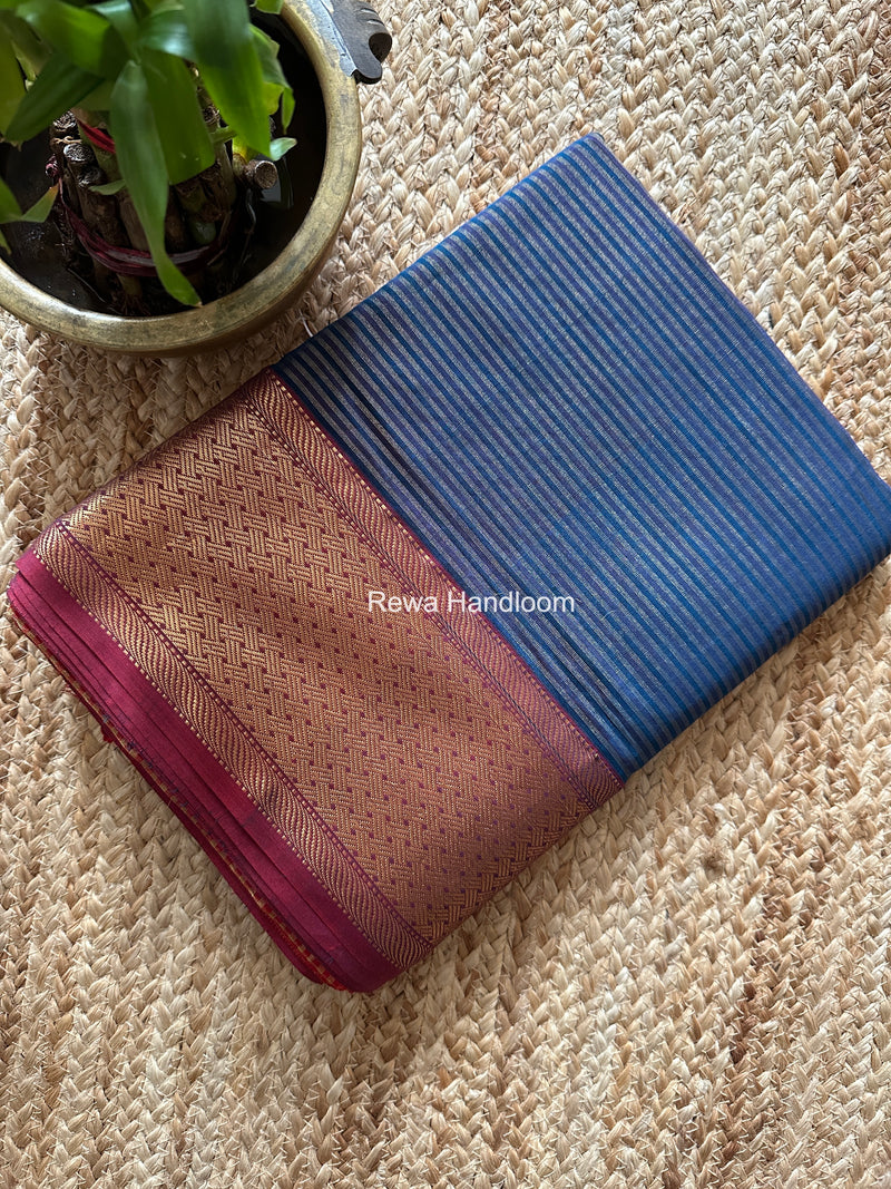 Exclusive Maheshwari Blue Tissue Silk Saree ZTS0170