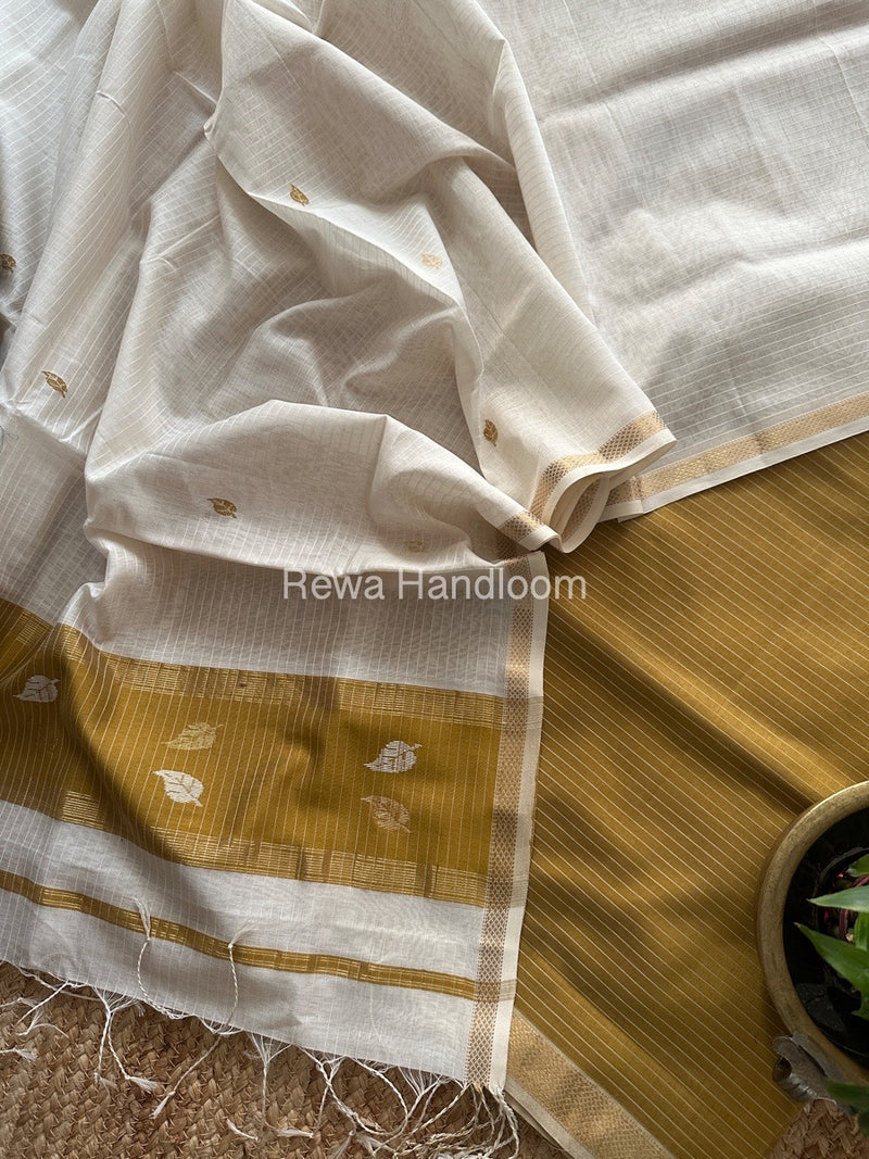 Maheshwari Tobacco-White Motifs Top-Dupatta Set MS0122