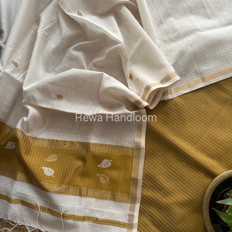 Maheshwari Tobacco-White Motifs Top-Dupatta Set MS0122