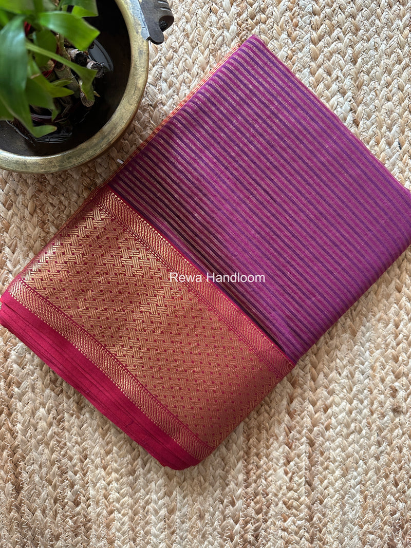 Exclusive Maheshwari Purple Tissue Silk Saree ZTS0169