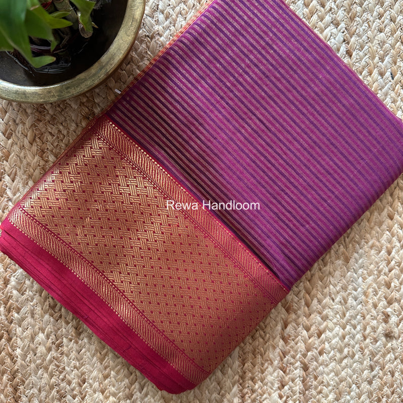 Exclusive Maheshwari Purple Tissue Silk Saree ZTS0169