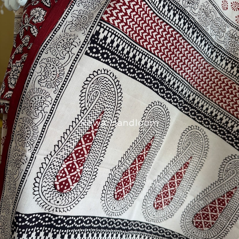 Red-White Bagh Print Cotton Suit BGCSJ0187