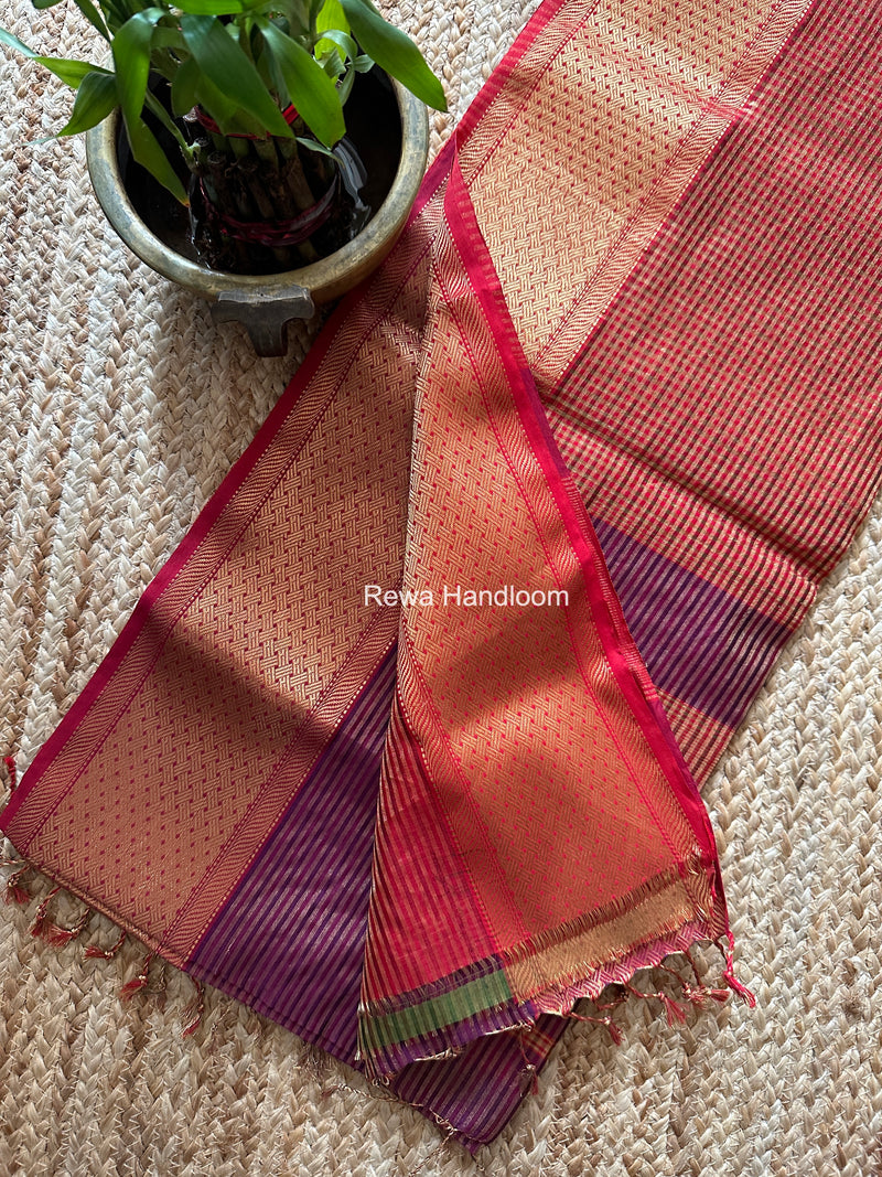 Exclusive Maheshwari Purple Tissue Silk Saree ZTS0169