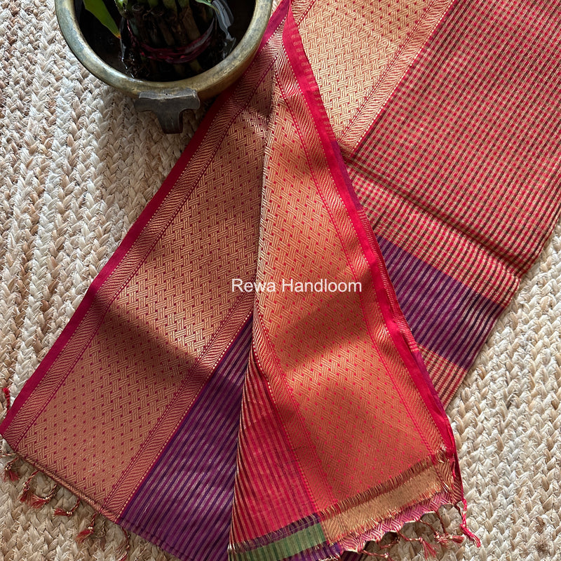 Exclusive Maheshwari Purple Tissue Silk Saree ZTS0169