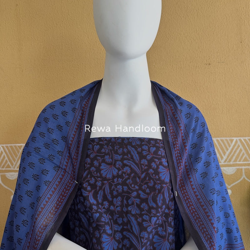 Black-Blue Bagh Print Cotton Suit BGCSJ0136