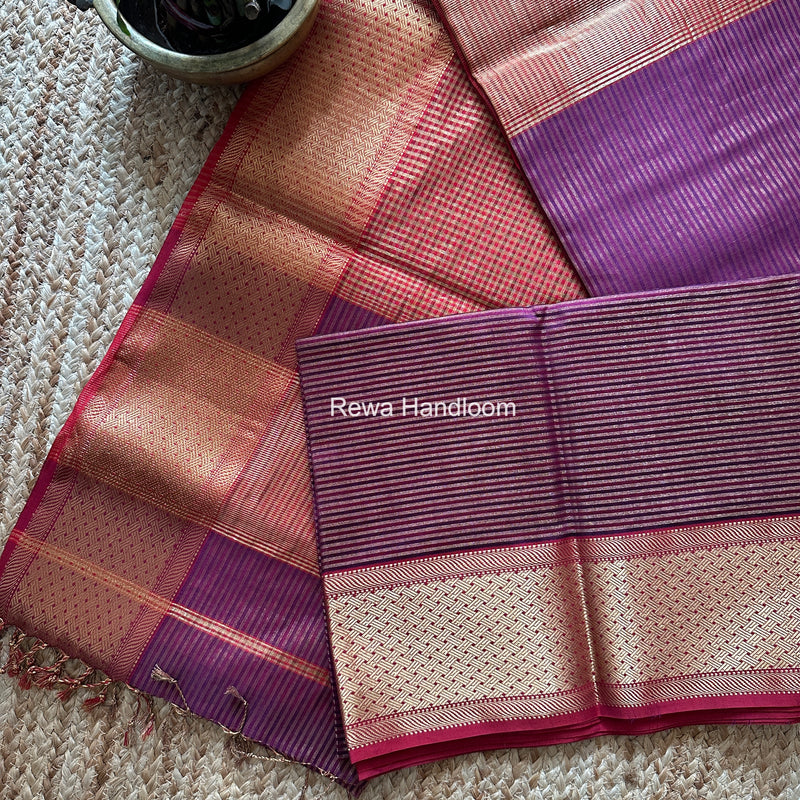 Exclusive Maheshwari Purple Tissue Silk Saree ZTS0169