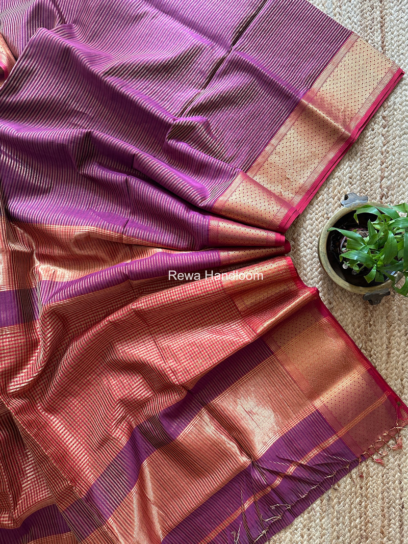 Exclusive Maheshwari Purple Tissue Silk Saree ZTS0169