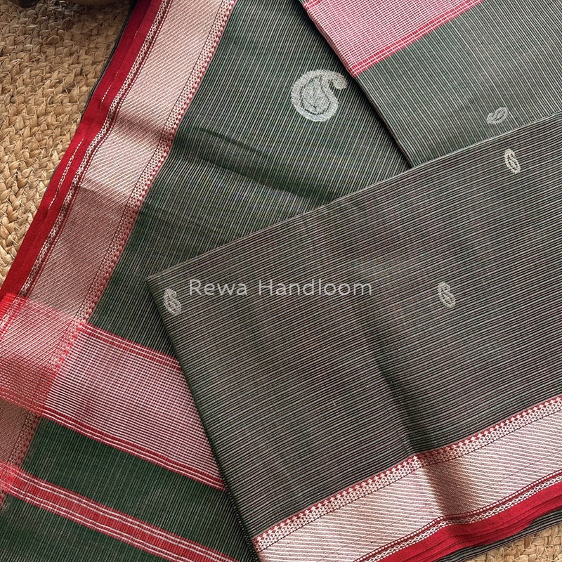 Maheshwari Green Silver Buta Butti Saree SKB02