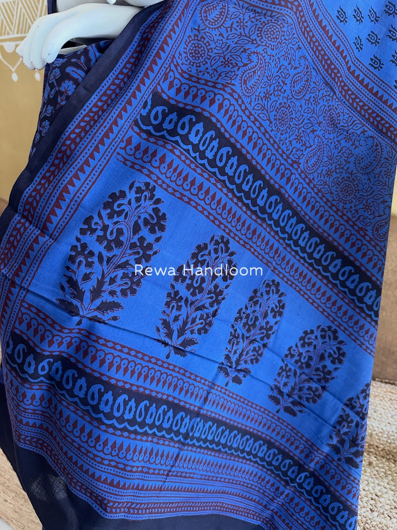 Black-Blue Bagh Print Cotton Suit BGCSJ0136