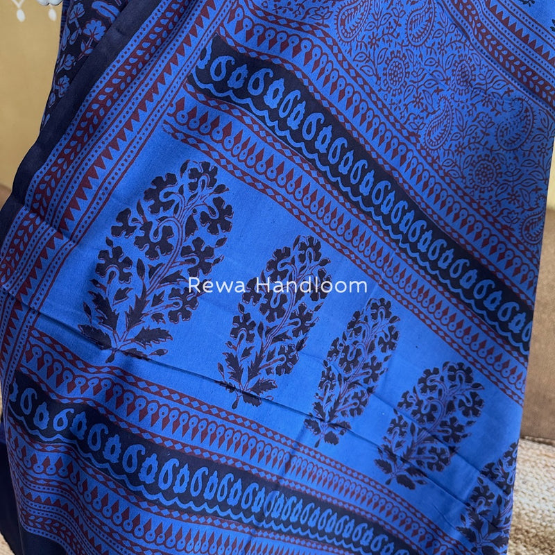 Black-Blue Bagh Print Cotton Suit BGCSJ0136