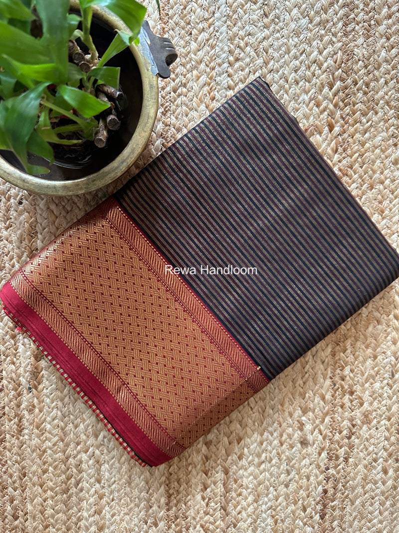 Exclusive Maheshwari Black Tissue Silk Saree ZTS0171