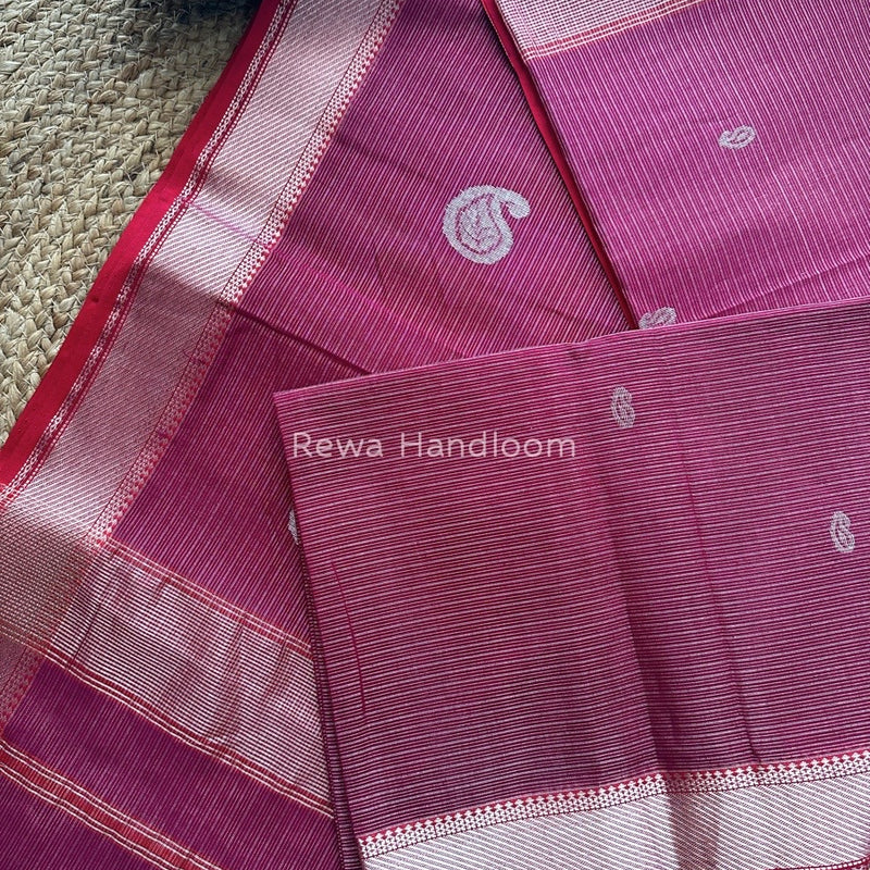Maheshwari Magenta Silver Buta Butti Saree SKB04