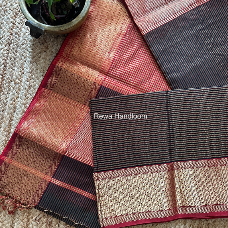 Exclusive Maheshwari Black Tissue Silk Saree ZTS0171