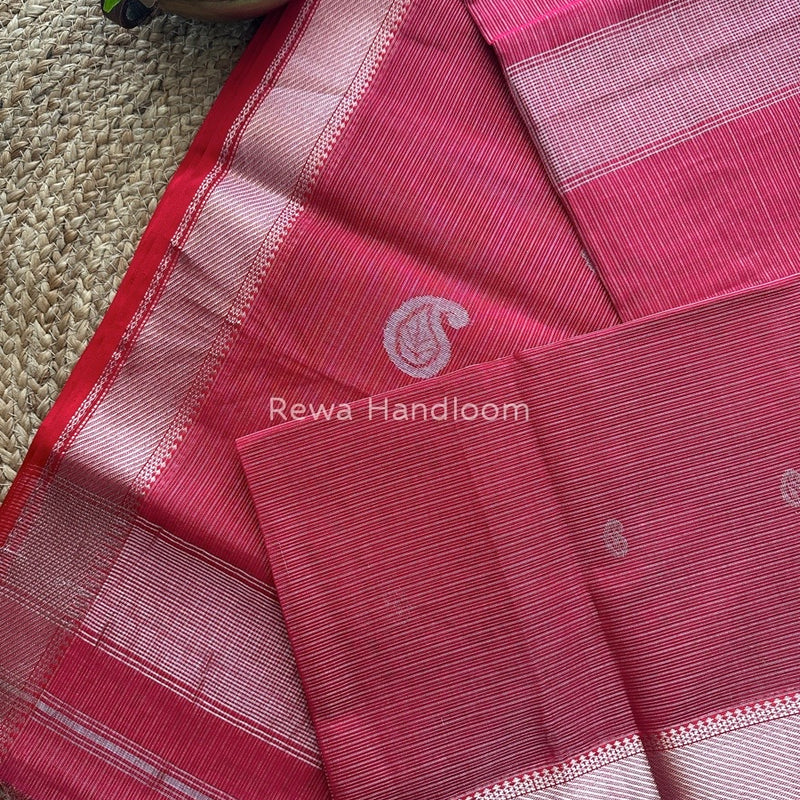 Maheshwari Red Silver Buta Butti Saree SKB01