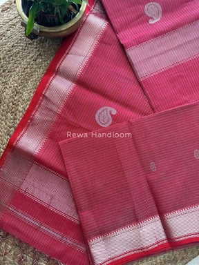 Maheshwari Red Silver Buta Butti Saree SKB01