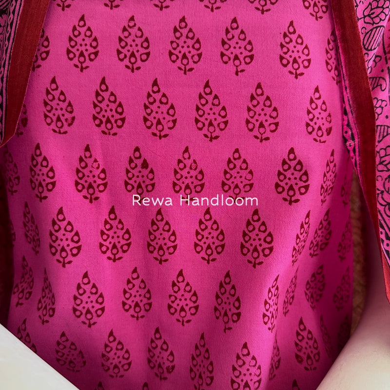 Fuchsia Pink-Maroon Bagh Print Cotton Suit BGCSJ0143
