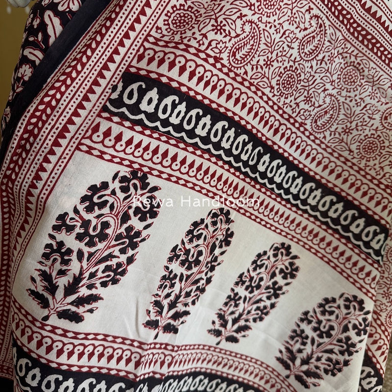 Black-White Bagh Print Cotton Suit BGCSJ0146