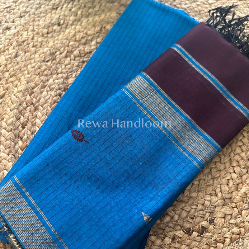 Maheshwari Rama-Chocolate Brown Motifs Top-Dupatta Set-PST063