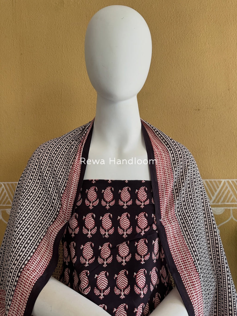 Black Bagh Print Cotton Suit BGCSJ0180