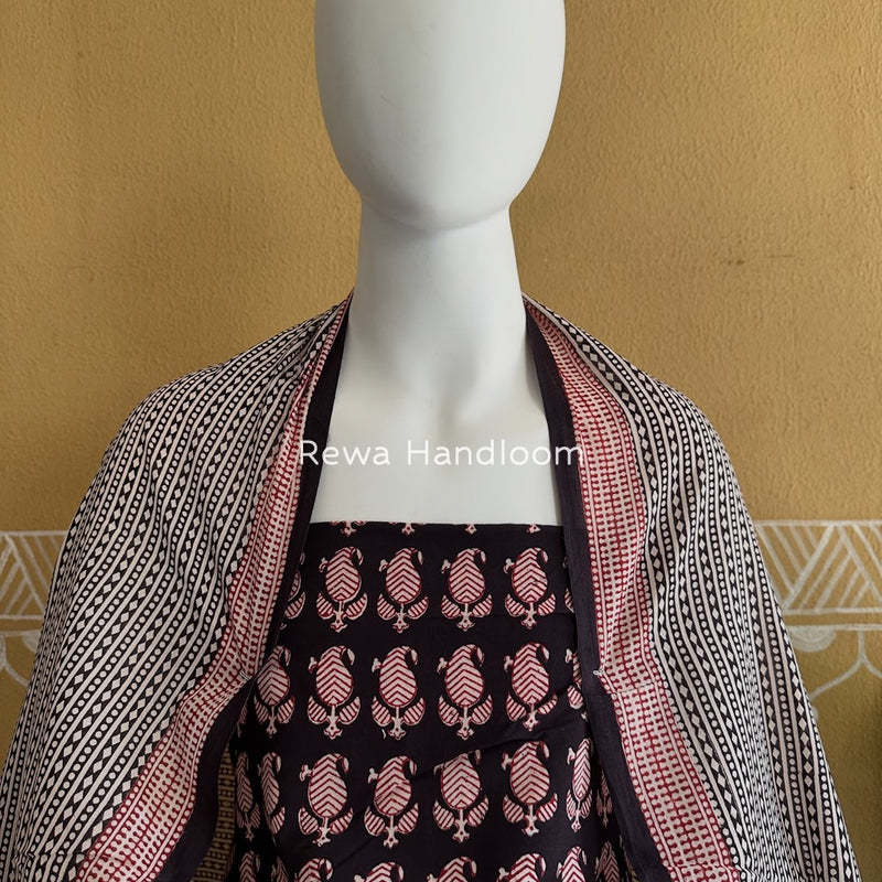 Black Bagh Print Cotton Suit BGCSJ0180
