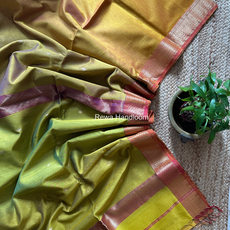 Maheshwari Yellow Shaded Butti Saree SDBS04