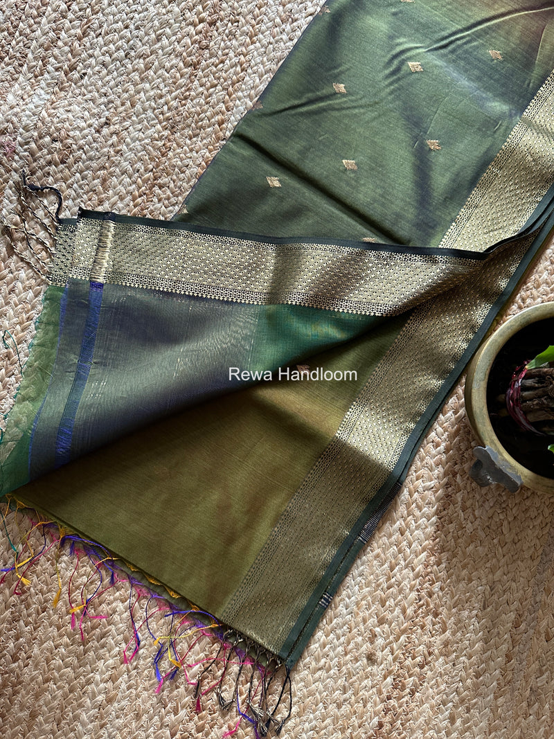 Maheshwari Mehendi Green Shaded Butti Saree SDBS01