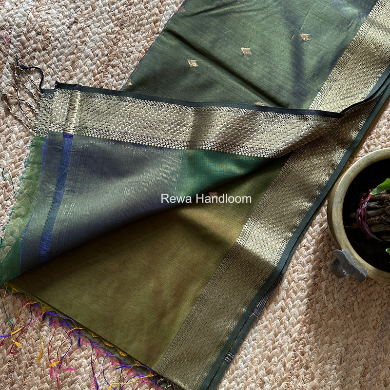 Maheshwari Mehendi Green Shaded Butti Saree SDBS01